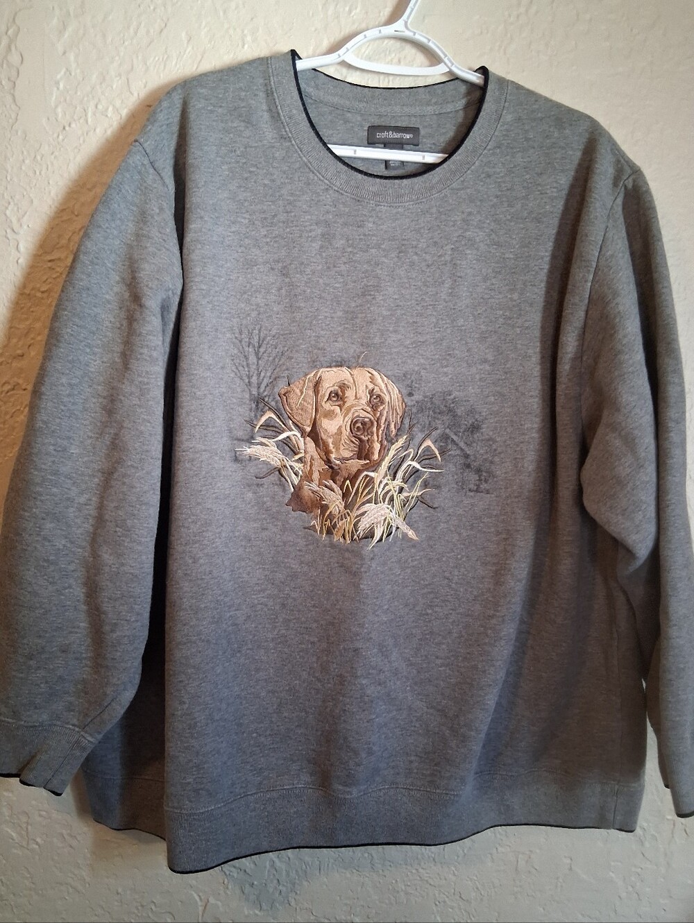 Croft & Barrow Gray Woman's Oversized Sweatshirt with Dog Embroidery SZ XL